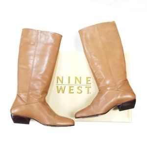 New NIne West Loin Leather Ridding Boots Mid Calf
